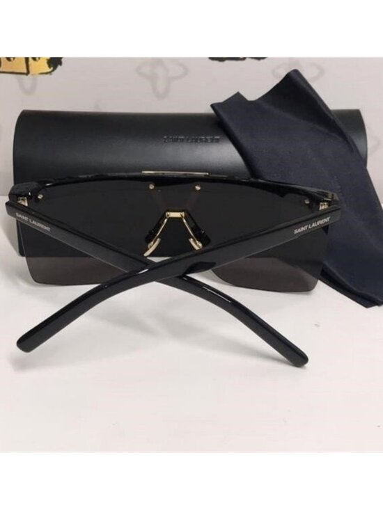 New Authentic Saint Laurent SL 537 Palace 001 – Black & Gold Shield Sunglasses main image 11